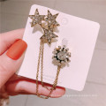 Euro American Vintage Star Alloy Rhinestone Brooch for Women Girl Coat Sweater Accessories Chain Badge Fashion Jewelry Handmade